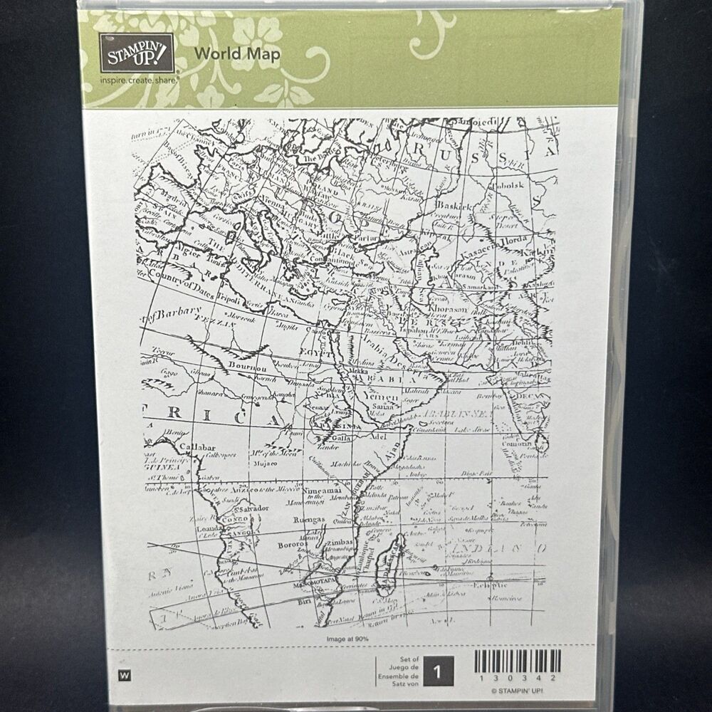 Stampin' up! World Map Mounted Rubber Stamp #130342 vintage globe africa wood